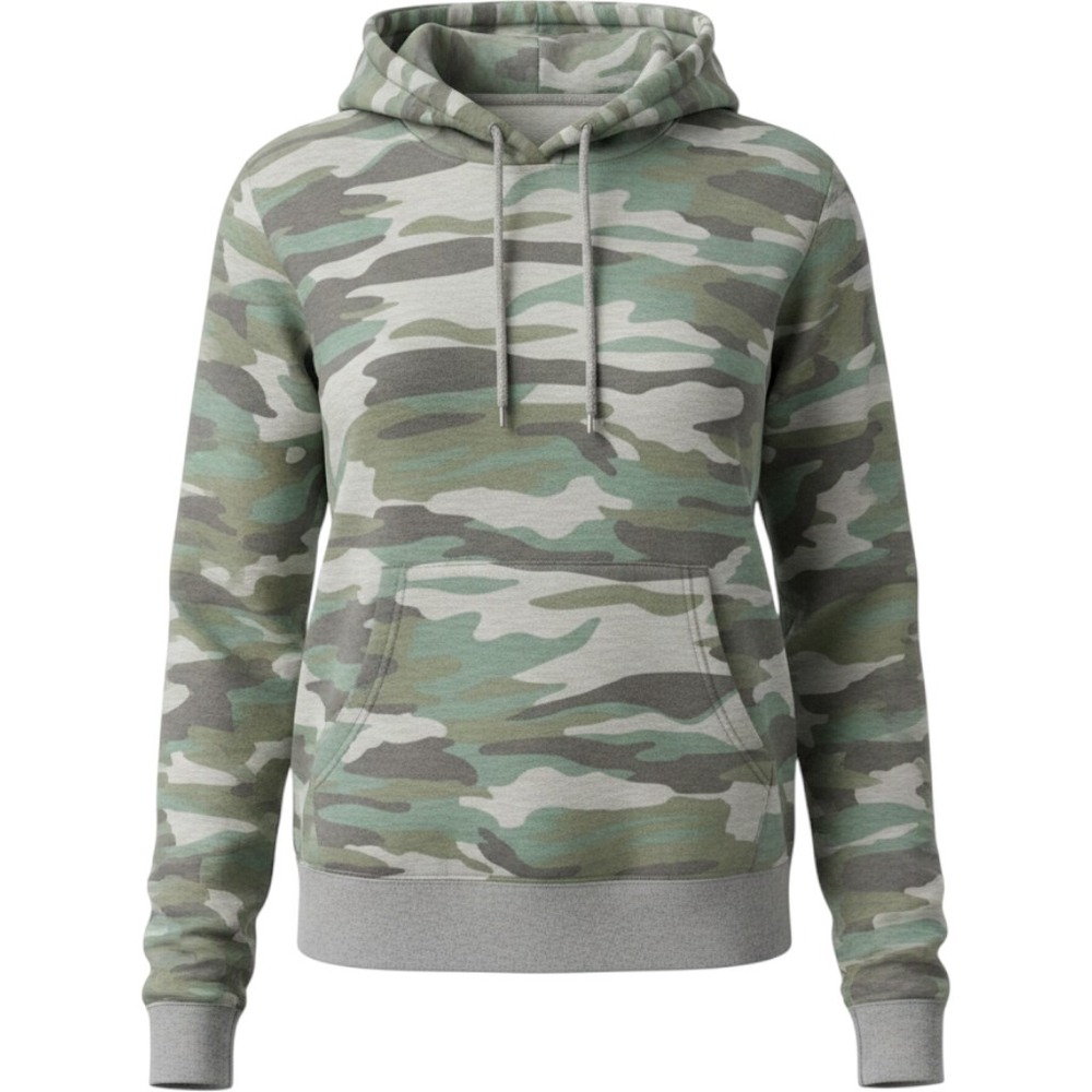 Reflex Life is Out There Camo Hoodie Women XL Green Grey Camouflage Pullover